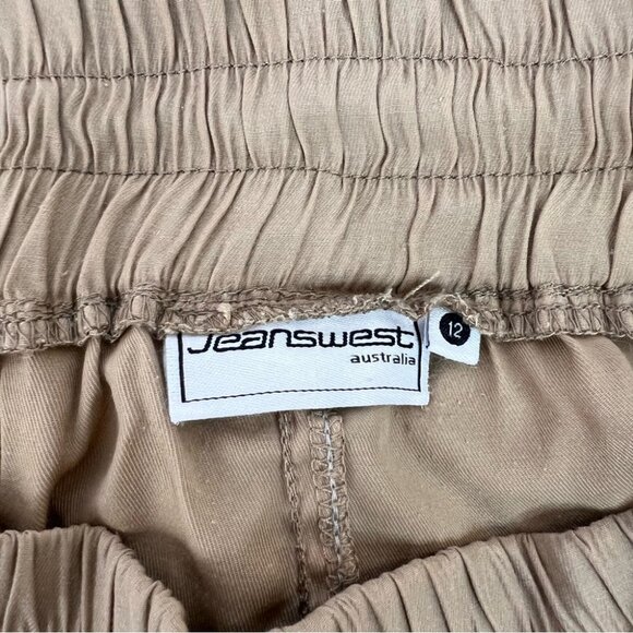 Jeanswest joggers cuff bottom brown Tan Drawstring Pants cargo style tie up - Picture 6 of 7